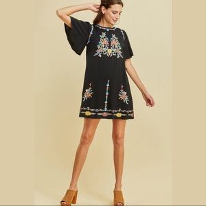 Anthropologie Embroidered FlutterSleeve Mini Dress